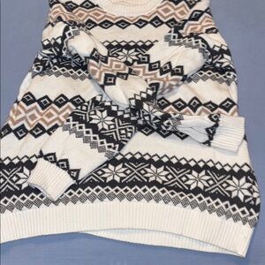 Geometric Patterned Sweater - Black, White, and Brown